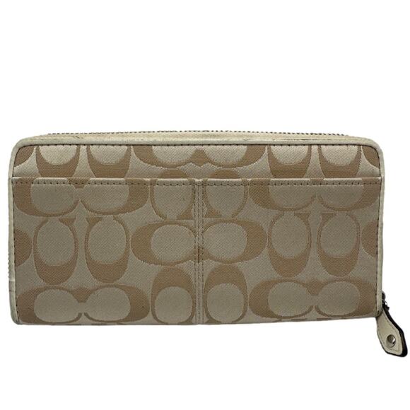 COACH Tan and Cream Signature Canvas Zip Around Wallet - Picture 3 of 10